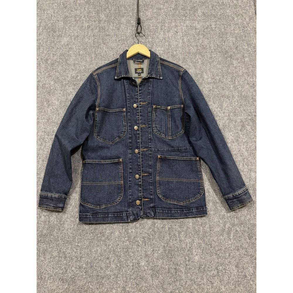 Oversized Utility Lee Indigo Denim Chore Work Jean Jacket 4 Pocket Men's S
